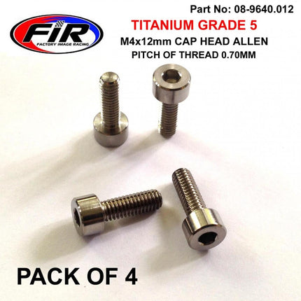 Titanium Skt Allen M4x12mm, Carb Float Bowl Screws x 4, / Socket Cap Head