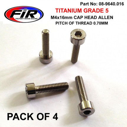 Titanium Skt Allen M4x16mm, Carb Float Bowl Screws x 4, / Socket Cap Head