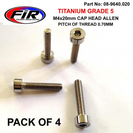 Titanium Skt Allen M4x20mm, Carb Float Bowl Screws x 4, / Socket Cap Head
