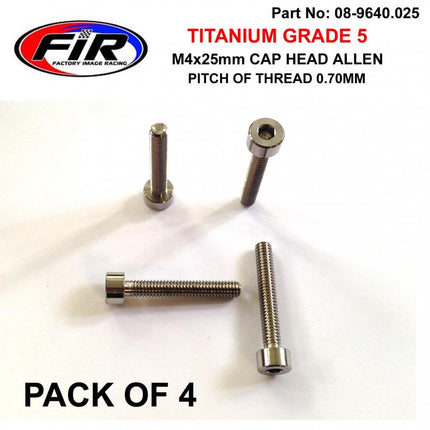 Titanium Skt Allen M4x25mm, Carb Float Bowl Screws x 4, / Socket Cap Head
