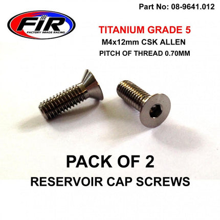 Titanium Csk Allen M4x12mm, Reservoir Cap Screws x 2, / Countersunk