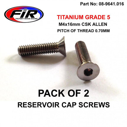 Titanium Csk Allen M4x16mm, Reservoir Cap Screws x 2, / Countersunk