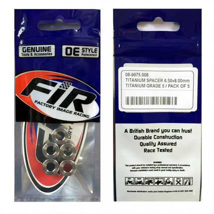 Titanium Spacer 6.50X8.00mm, Titanium Grade 5 / Pack Of 5