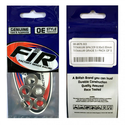 Titanium Spacer 8.50X3.00mm, Titanium Grade 5 / Pack Of 5