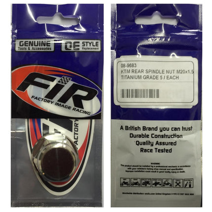 KTM Husqvarna Rear Spindle Nut M20x1.5, Titanium Grade 5 / Each, OEM 50310099000 /
