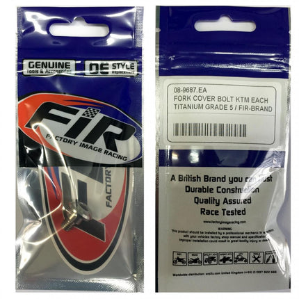 Fork Cover Bolt KTM Each, Titanium Grade 5 / OEM Part No: 59001092050