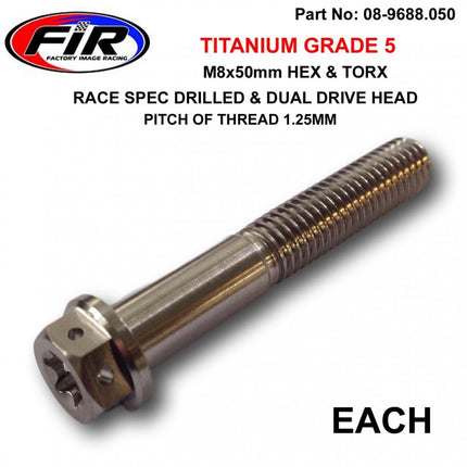 Titanium Bolt M8x50mmEACH, Grade 5 / Race Spec Dualdrive, / KTM Re: 25080506