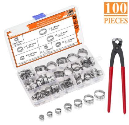 100PCS Clips Tool Clamp Set 6-21mm Stepless Fuel Line