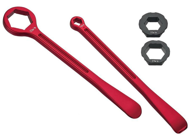 COMBO LEVER / SOCKET SET, 32mm, 27mm 22mm axles. 10mm, 12mm axle adjuster and rim lock nut