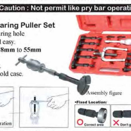 Precision Bearing Puller Set, Blind Hole