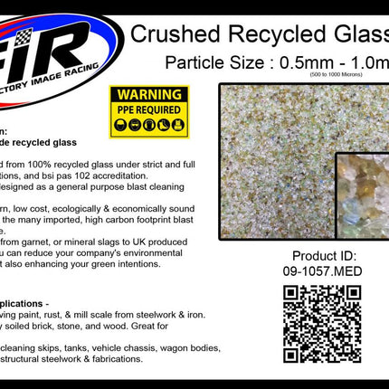 Crushed Recycled Glass 5kg, Med - Grit Size - 0.50 -1.0 / Sand Blasting Grit Media Shot Blasting