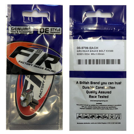 GR5 Rear Brake Bolt KX500, 92001-1034 M6x1.00mm, Factroy Image Racing