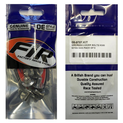 GR5 Fork Cover Bolts K500, 92150-1435 Pack Of 6, 92002-1637 / 92002-1662 / 92150-1340