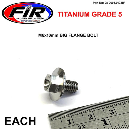 Titanium GR5 Bolt M6 x 10mm Each, Flange OD: 15.90mm / Hex Size: 8mm, / Panel Bolt Fixing Plastic
