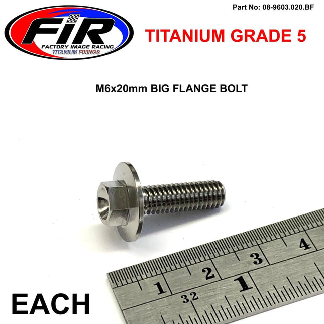 Titanium GR5 Bolt M6 x 20mm Each, Flange OD: 15.90mm / Hex Size: 8mm, / Panel Bolt Fixing Plastic