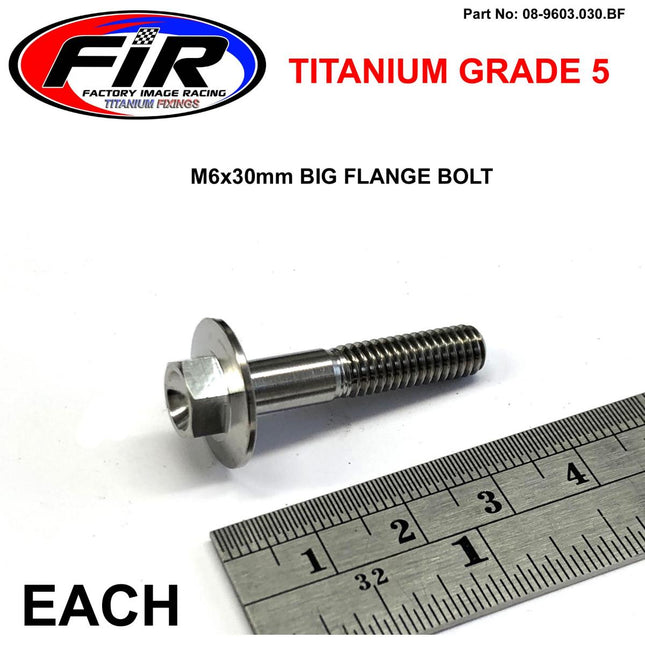 Titanium GR5 Bolt M6 x 30mm Each, Flange OD: 15.90mm / Hex Size: 8mm, / Panel Bolt Fixing Plastic
