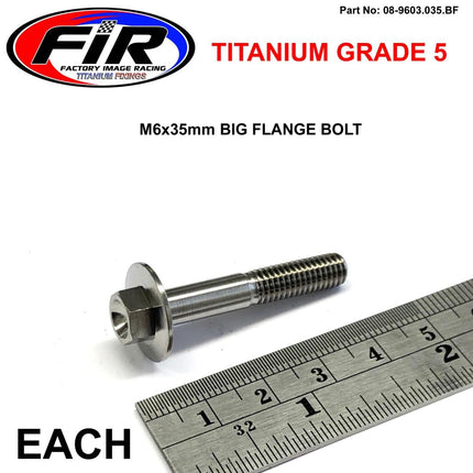 Titanium GR5 Bolt M6 x 35mm Each, Flange OD: 15.90mm / Hex Size: 8mm, / Panel Bolt Fixing Plastic