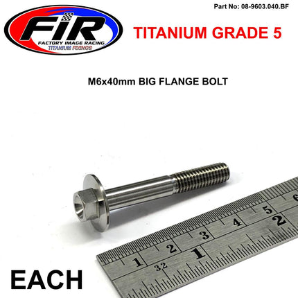 Titanium GR5 Bolt M6 x 40mm Each, Flange OD: 15.90mm / Hex Size: 8mm, / Panel Bolt Fixing Plastic