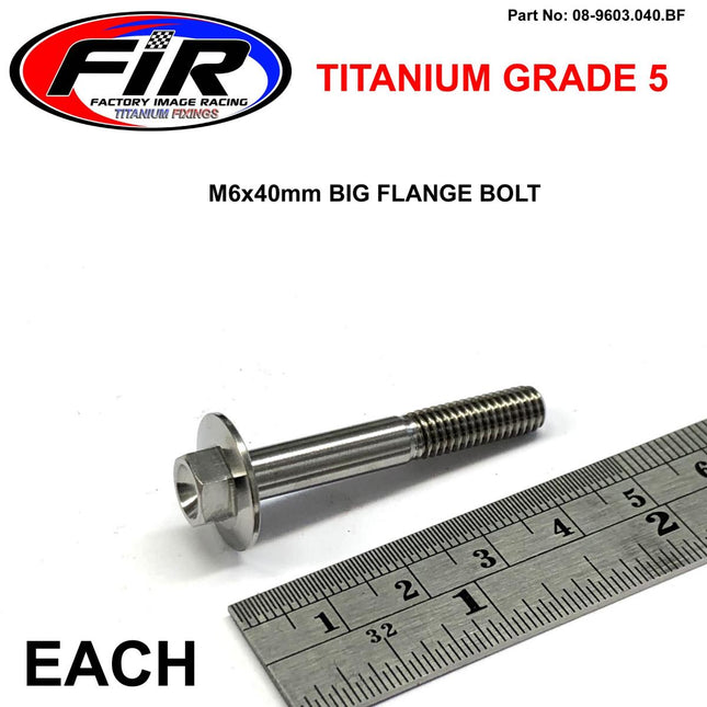 Titanium GR5 Bolt M6 x 40mm Each, Flange OD: 15.90mm / Hex Size: 8mm, / Panel Bolt Fixing Plastic