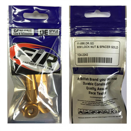 Rim Lock & Nut Spacer Set Of 2 Gold Anodised Aluminium