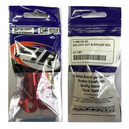 Rim Lock & Nut Spacer Set Of 2 Red Anodised Aluminium
