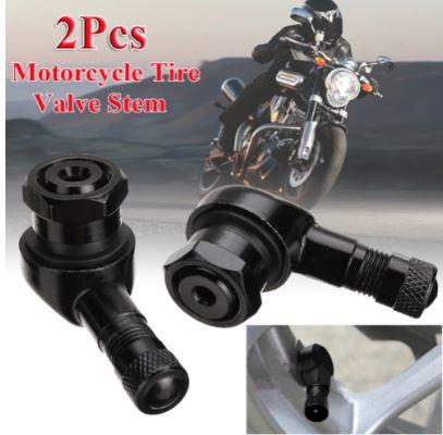 (pack Of 2) Tubeless Bolt On Tyre Valve, 10mm x 11.3mm 90° Degree Stem, Black