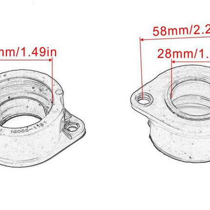 Intake Flange Set 81-85 Kawasaki KZ1000 KZ1100 ZX1100 ZN1100 GPZ1100 16065-1131
