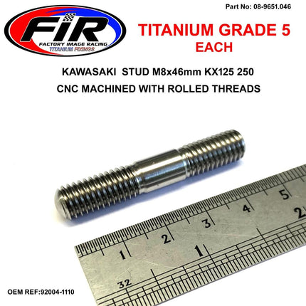 Titanium G5 Stud M8x46mm Each, Kawasaki KX125 250 92004-1110