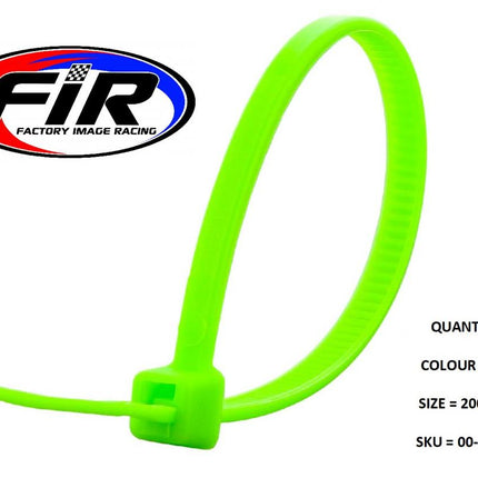 Nylon Cable Zip Ties - Neon Green, 200mm x 4.8mm - Pack Of 100