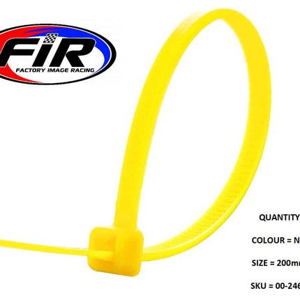 Nylon Cable Zip Ties - Neon Yellow, 200mm x 4.8mm - Pack Of 100