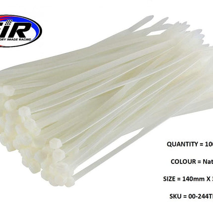 Nylon Cable Zip Ties - Natural, 140mm x 3.4mm - Pack Of 1000