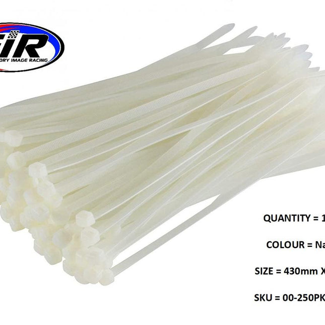 Nylon Cable Zip Ties - Natural, 430mm x 4.8mm - Pack Of 100