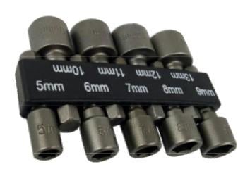 9PCS Nut Hex Socket Driver Set, 5mm - 13mm / Drill / Screwdriver