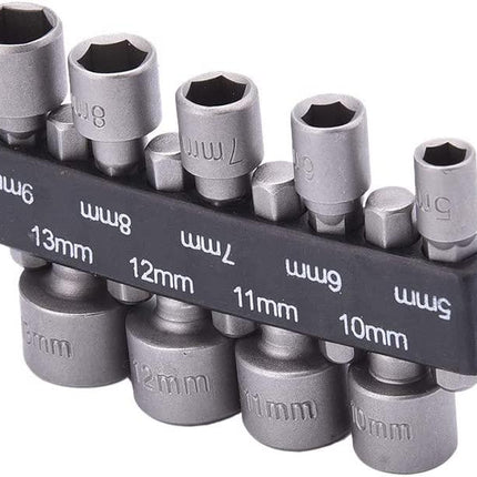 9PCS Nut Hex Socket Driver Set, 5mm - 13mm / Drill / Screwdriver