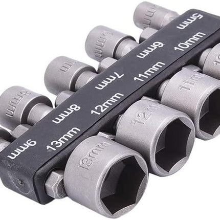 9PCS Nut Hex Socket Driver Set, 5mm - 13mm / Drill / Screwdriver