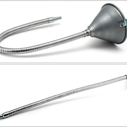 Metal Flexible Shaft Funnel, Mesh Filter / 370mm Long / Bendable