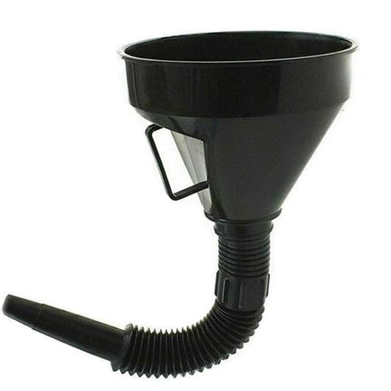 Plastic Flexible Funnel Black, 290mm Long With Filter Mesh