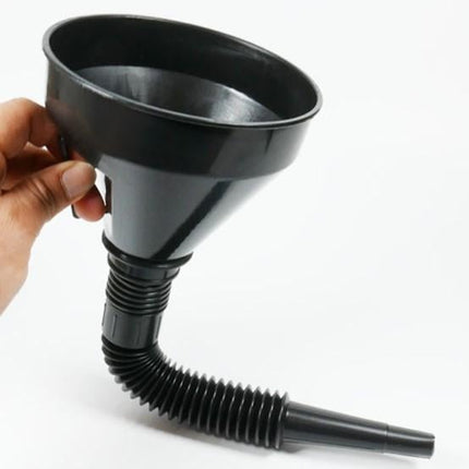 Plastic Flexible Funnel Black, 290mm Long With Filter Mesh