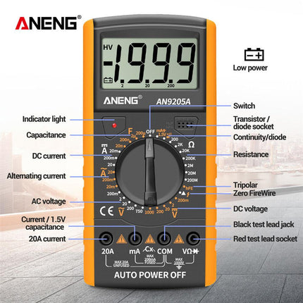 Digital Multimeter 3 1/2 LCD Display, Voltmeter Ammeter Resistance Tester