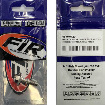 GR5 KTM Valve Cover Bolt M6x27mm, 78036054100 / M6x1.00mm Pitch, / Each