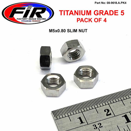 Titanium M5x0.80 Slim Nut PK4, Packof 4 / Brake & Clutch Lever Nut, Kawasaki OEM Ref: 311AA0500