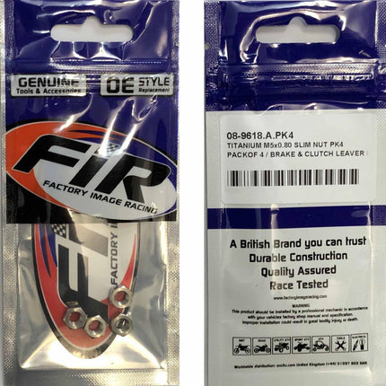 Titanium M5x0.80 Slim Nut PK4, Packof 4 / Brake & Clutch Lever Nut, Kawasaki OEM Ref: 311AA0500