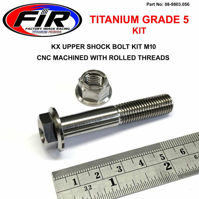 GR5 KX Upper Shock Bolt Kit M10, 56mm / KX125 KXF250 92153-0828 / 921530828 / 92210-1080