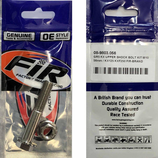 GR5 KX Upper Shock Bolt Kit M10, 56mm / KX125 KXF250 92153-0828 / 921530828 / 92210-1080