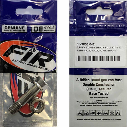 GR5 KX Lower Shock Bolt Kit M10, 42mm / KX125 KXF250 92150-1571 / 921501571 / 92210-1184