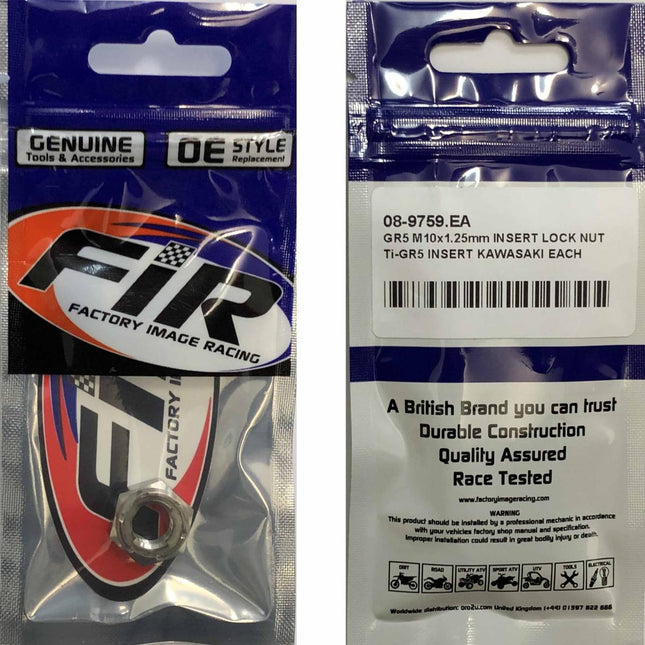 GR5 M10x1.25mm Insert Lock Nut, Ti-GR5 Insert Kawasaki Each, 92210-1184 / 922101184