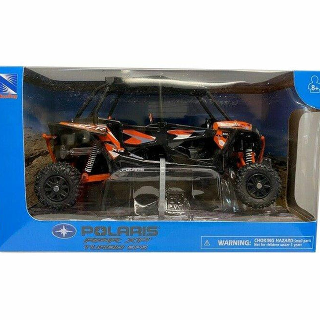 Model Die Cast Polaris Rzr XP4, Turbo Eps, Orange & Black, Scale 1:18, Newray 57843A