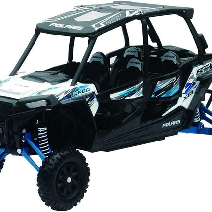 Model Die Cast Polaris Rzr XP4 Turbo, Eps, Blue, White & Black, Scale 1:18, Newray 57843B