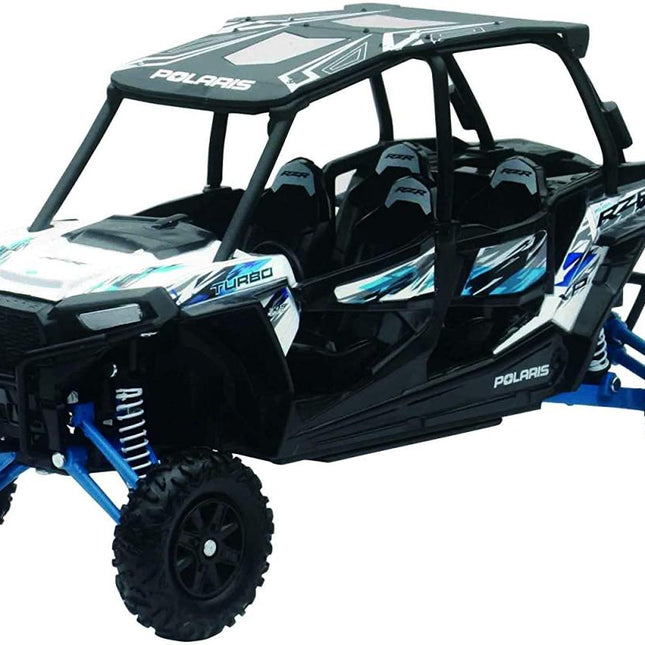 Model Die Cast Polaris Rzr XP4 Turbo, Eps, Blue, White & Black, Scale 1:18, Newray 57843B