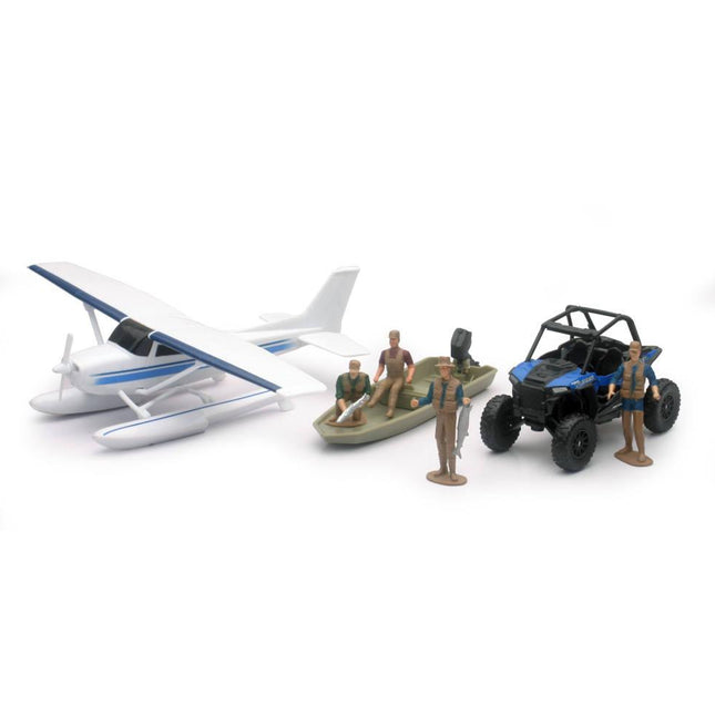 Model Die Cast Adventure & Polaris Rzr, & Float Plane Set, Scale 1:32, Newray SS-05716